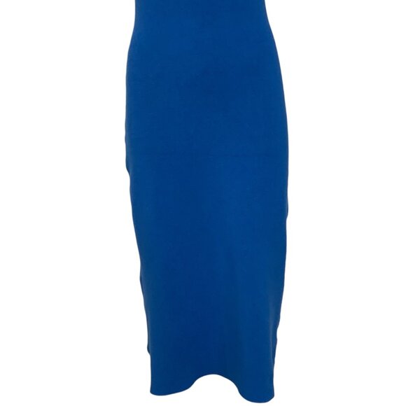 House Of Harlow 1969 Lux Essentials Knit Tank Dress M Blue Cutout Midi Bodycon - Picture 8 of 11